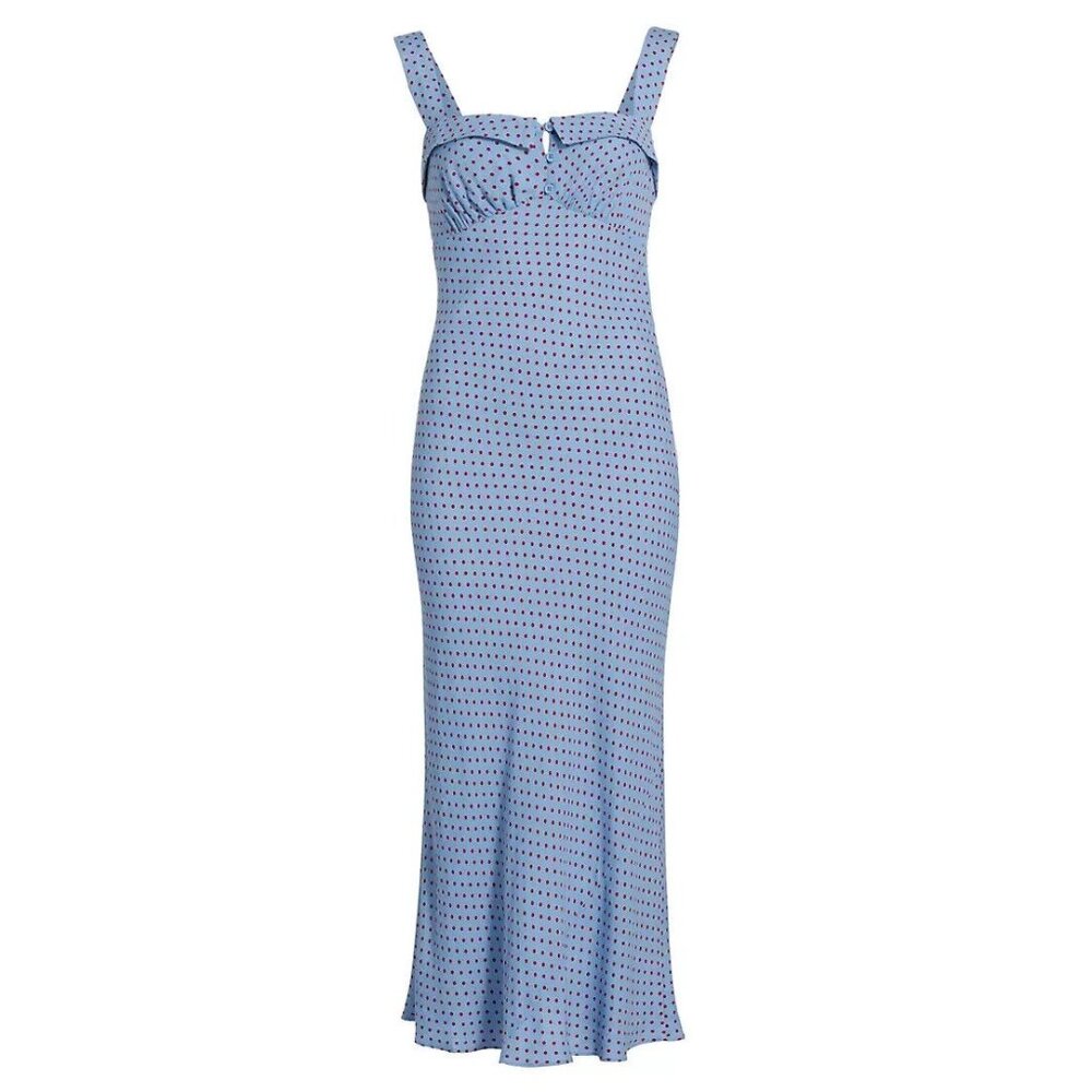 Reformation Blue Polka Dot Midi Dress